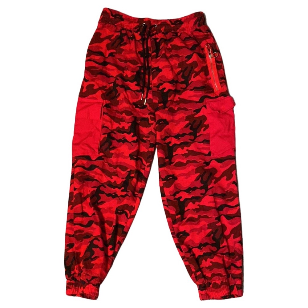 Fashion Nova Red Camo Jogger Pants